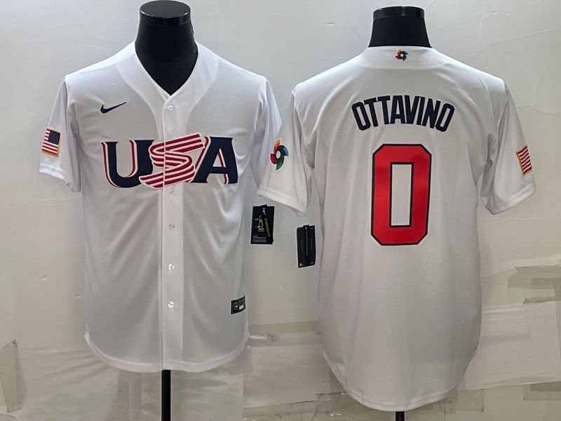 Men 2023 World Cub USA #0 Ottavino White Nike MLB Jersey8->more jerseys->MLB Jersey